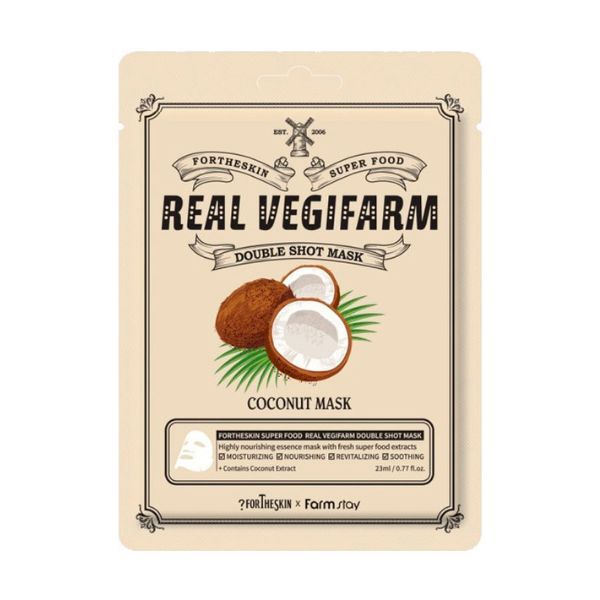 Fortheskin Super Food Real Vegifarm Double Shot arcmaszk - Kókusz
